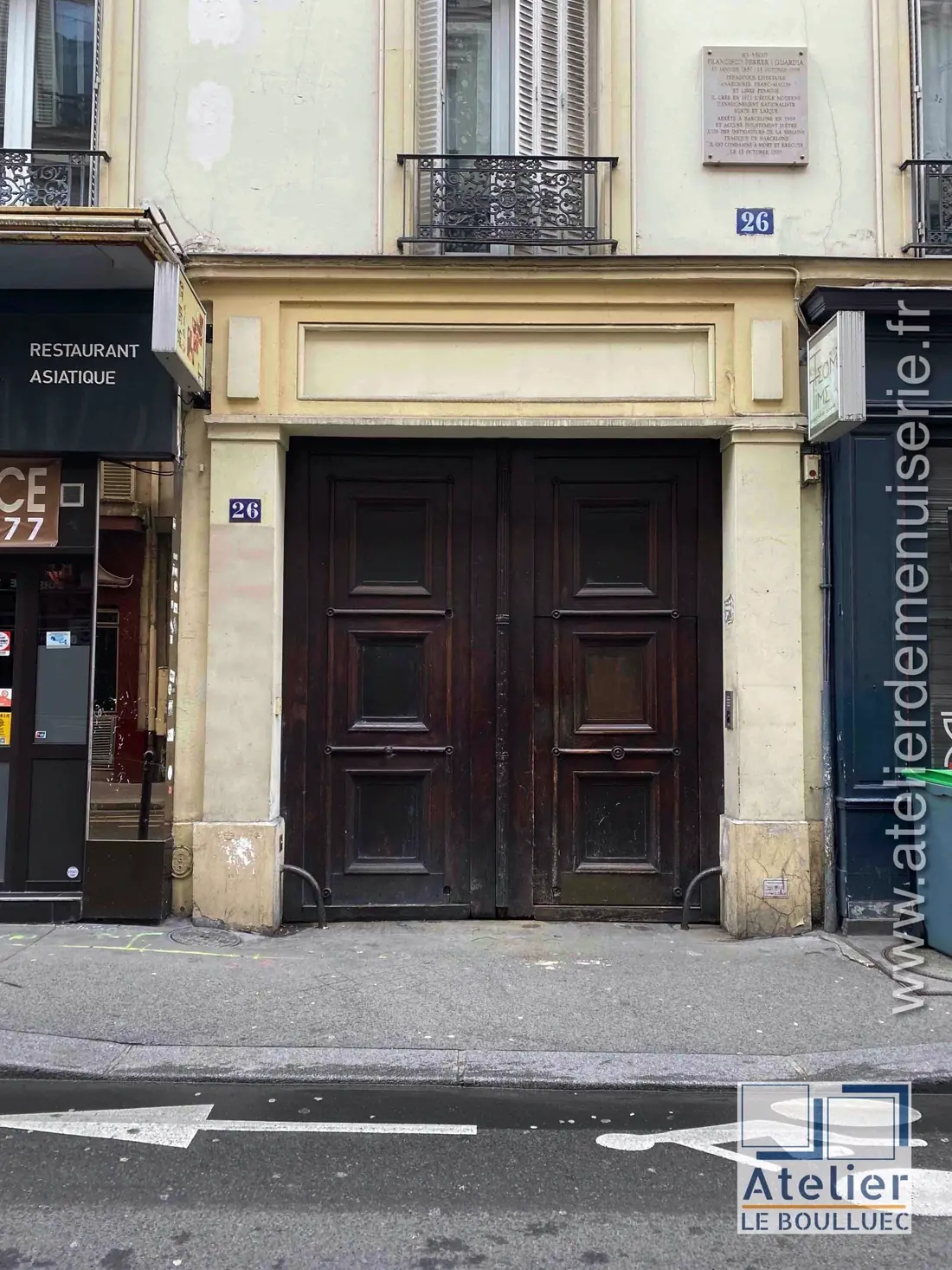 Porte sur rue, 26 rue Richer, Paris 9e — avant travaux